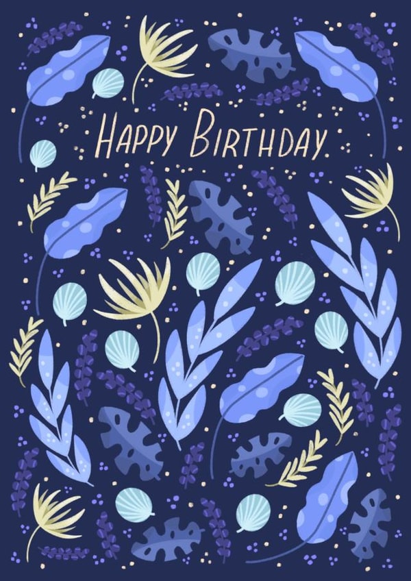 Blue tropical flowers birthday card created by Valeria Frustaci