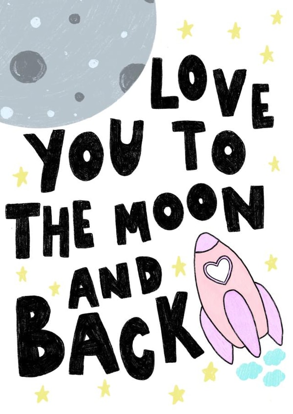 Love you to the moon and back Anniversary / Birthday card / space card  created by EmilyKateCo