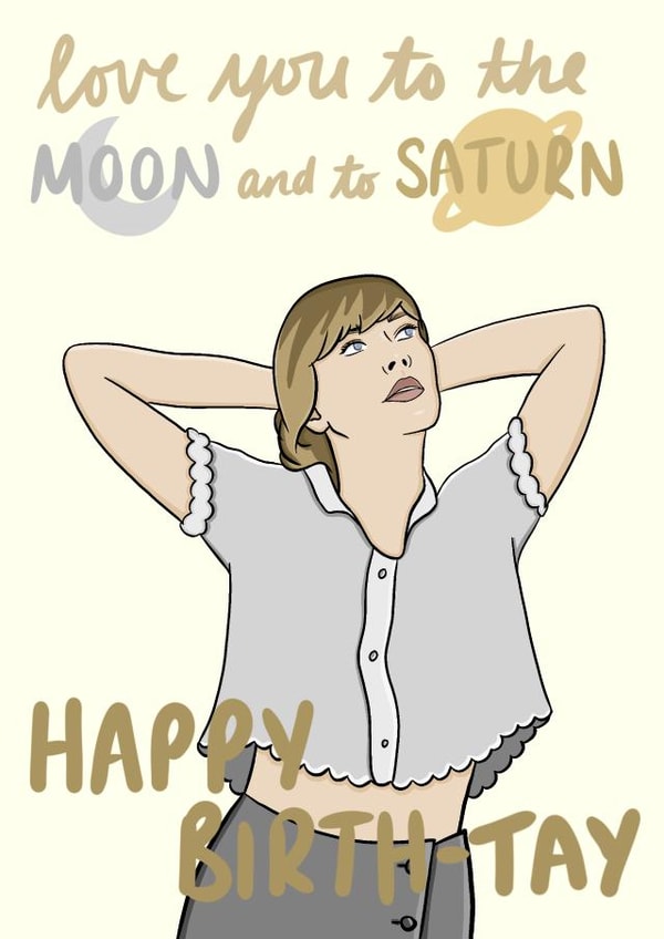 Moon and Saturn Taylor Swift Birthday Card created by Ria Wood