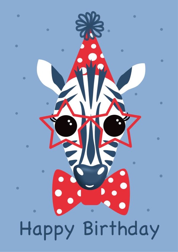 Party Zebra Happy Birthday Card created by Doodleens Designs