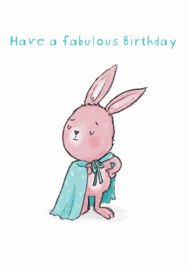 Dashing bunny rabbit birthday card created by Chloe illustrates