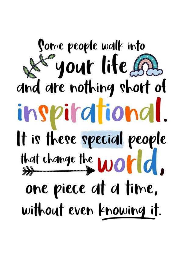 Heartfelt Typography Thank You Card / Just Because Card - Some People Walk Into Your Life And Are Nothing Short Of Inspirational created by And You Can Quote Me