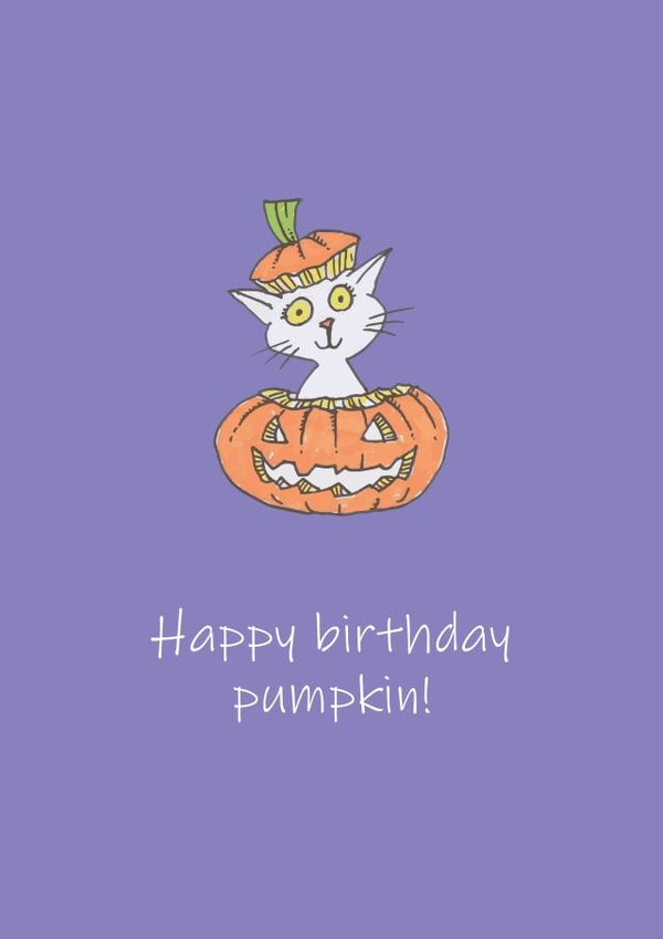 Happy Birthday Pumpkin - Halloween cat created by Simon Perrins