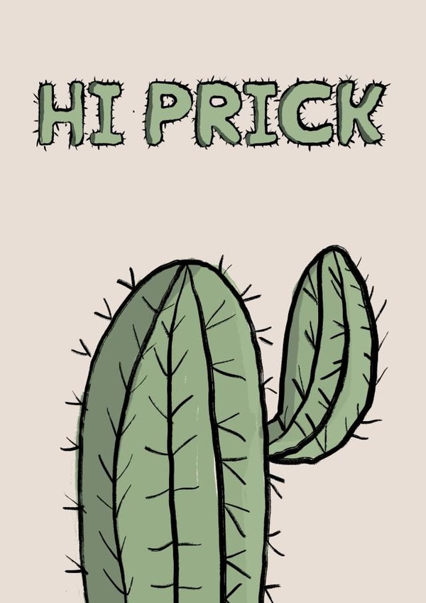 Hi Prick - Hello - Cactus - Funny Greeting - For Friend, Brother or Sister created by smudge digital