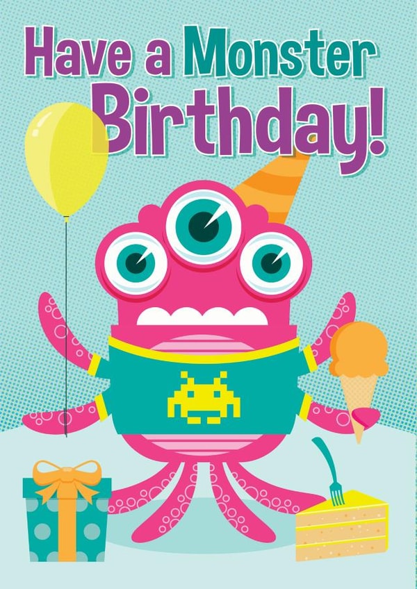 Kids Birthday Party Monster Card created by essjay