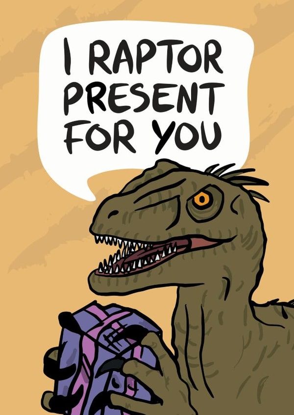 Raptor Present Birthday Card created by Woody's Design