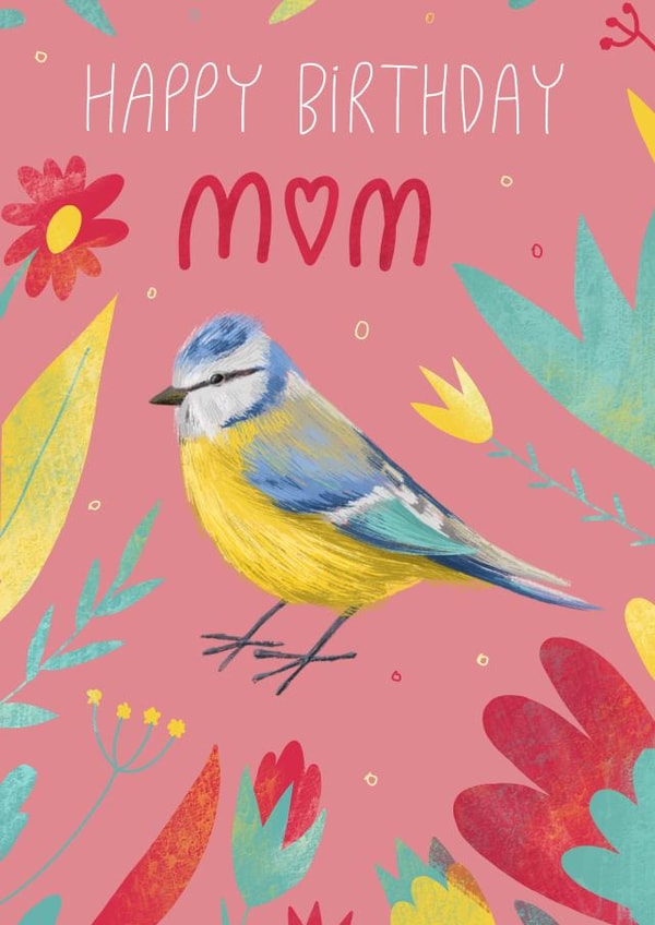 Bird flower birthday card for mum created by Dasha Solodka