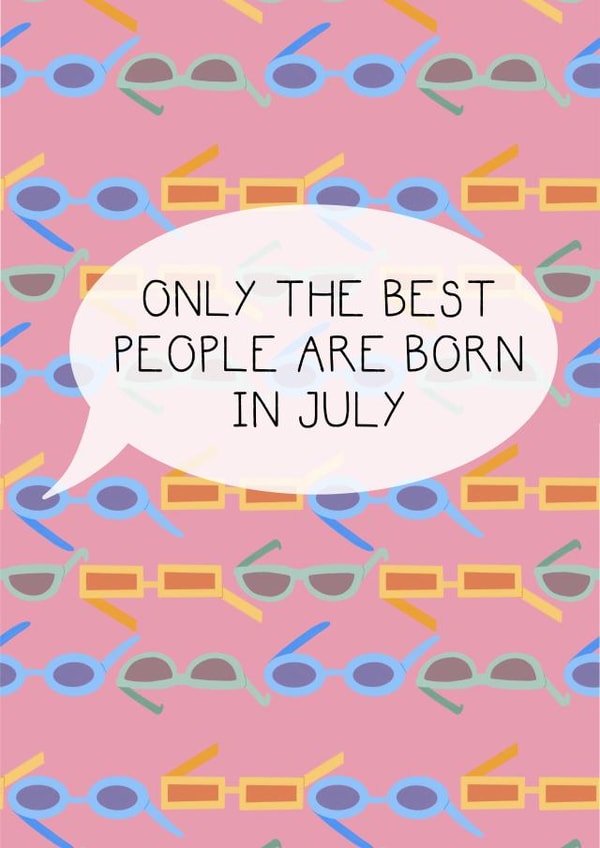 July sunglasses Birthday card created by Soph AC Studio