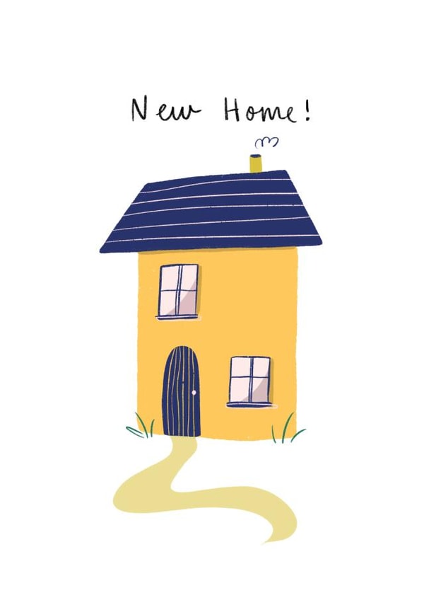 Pretty Yellow New Home Card - House - New Home created by Leah Alefounder Illustrations
