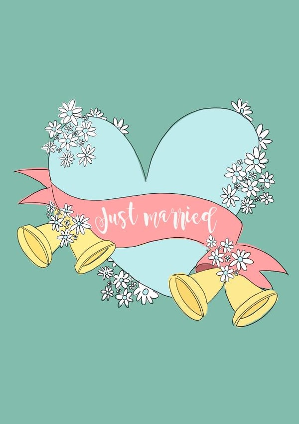 Just Married pastel wedding card created by Lily the Print