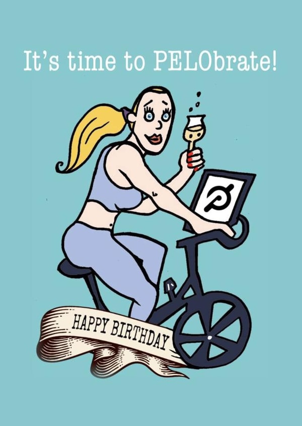 Peloton Spinning Birthday Card created by Gibbo The Doodler