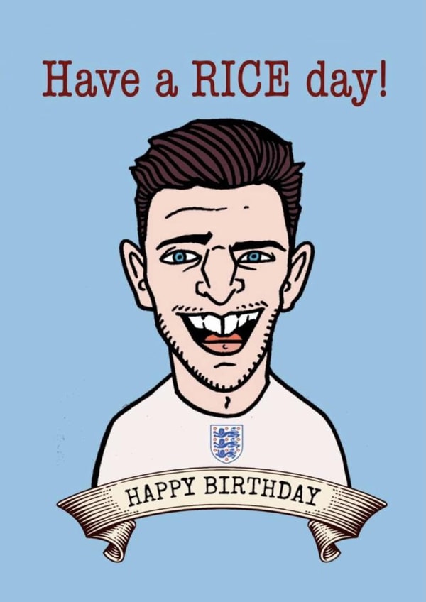 Declan Rice England Birthday Card created by Gibbo The Doodler