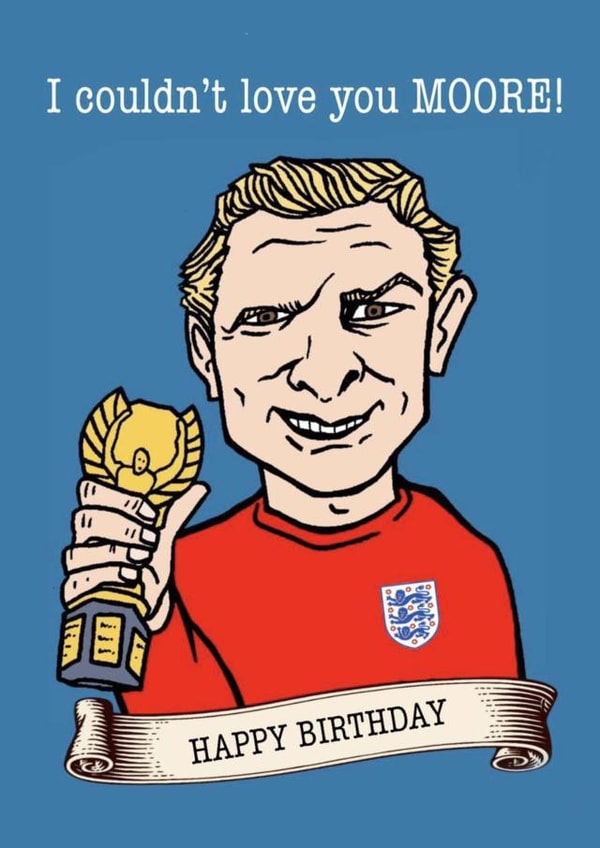 Bobby Moore Football Birthday Card created by Gibbo The Doodler