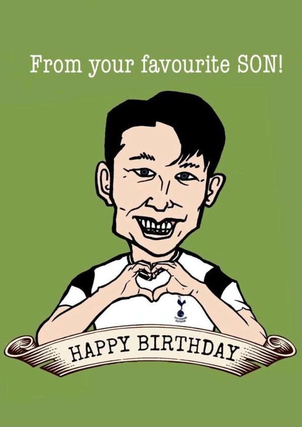 Son Heung-min Spurs Birthday Card created by Gibbo The Doodler