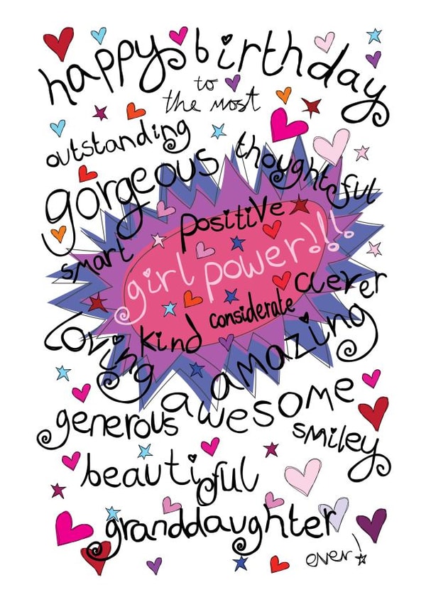 Happy Birthday Gorgeous Granddaughter - Girl Power! created by Love and Happy Stuff