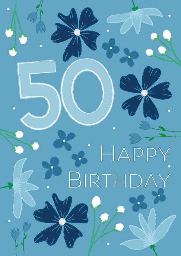 Happy 50th Birthday! Blue Everything!  created by Print A Goodie