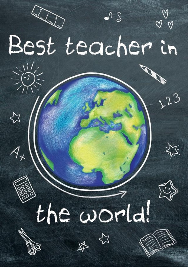 Cute Kids Best Teacher In The World Thank You Card created by Amy Florence Design