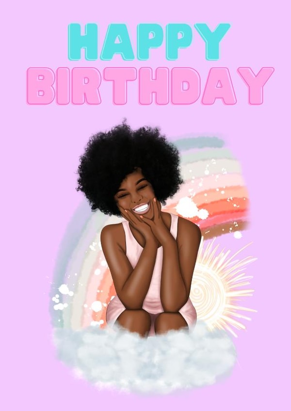 Black Woman Rainbow Birthday Card created by Chic & Elite