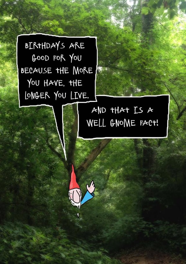 Funny Well Gnome Fact Getting Older Birthday Card created by Lisa Crisafi