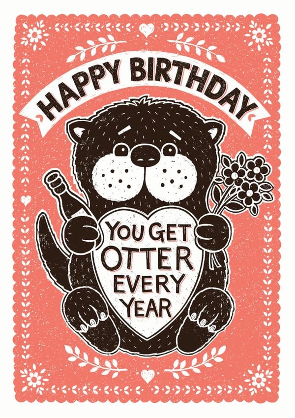 Funny Otter Birthday Card created by Alexandra Snowdon