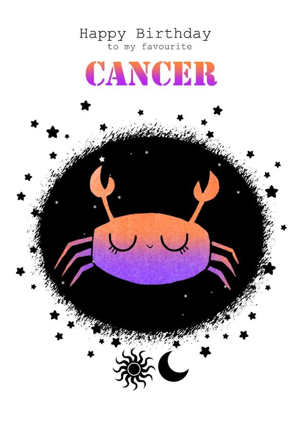 Cancer - Zodiac birthday card created by Sugar Violet Illustration
