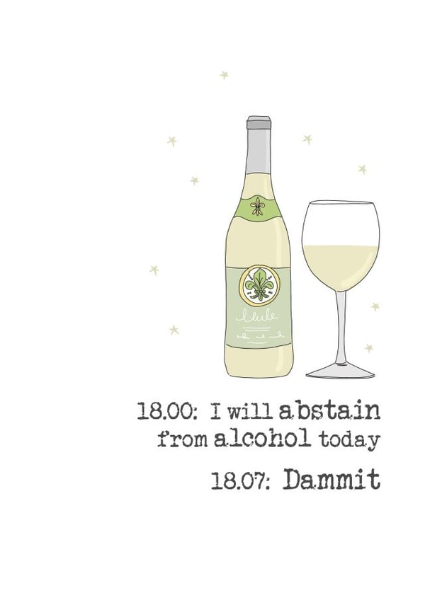 Failed Abstaining from alcohol birthday card created by Dandelion Stationery