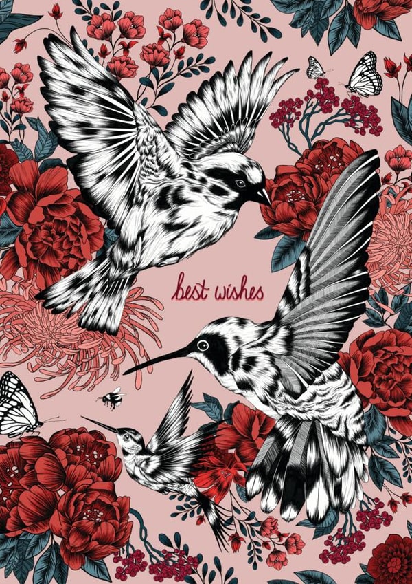Floral Birds Best Wishes Card created by Feline Zegers