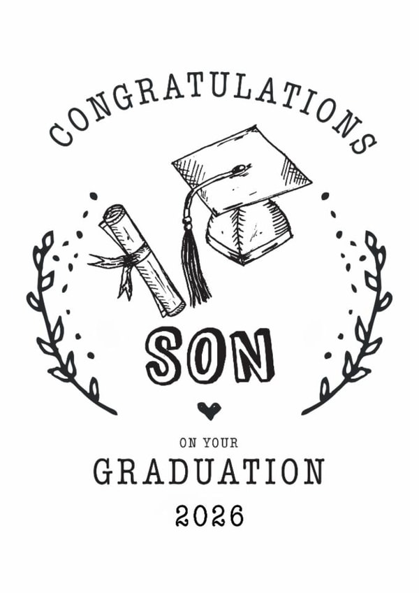 Congratulations Son Graduation Card for university graduation or college created by Hello Fridays Studio