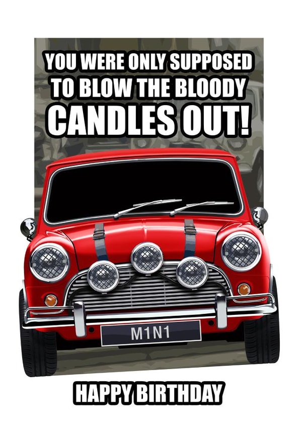 MINI ITALIAN JOB BIRTHDAY CARD 1 created by RetroMotion Artwork