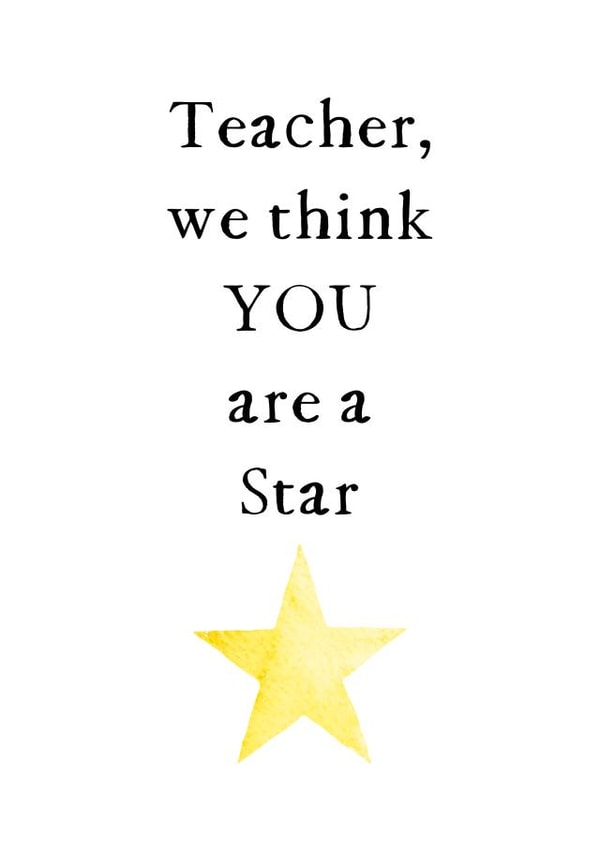 Teacher you are a star thank you card created by CJ Designs