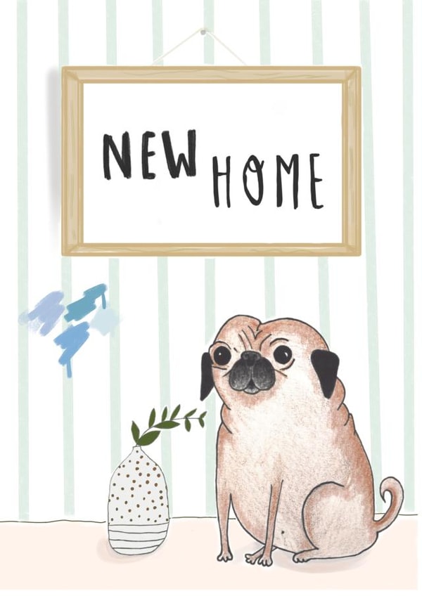 Cute Pug New Home Card - DIY Paint Swatches - New Home created by Vivi Lake