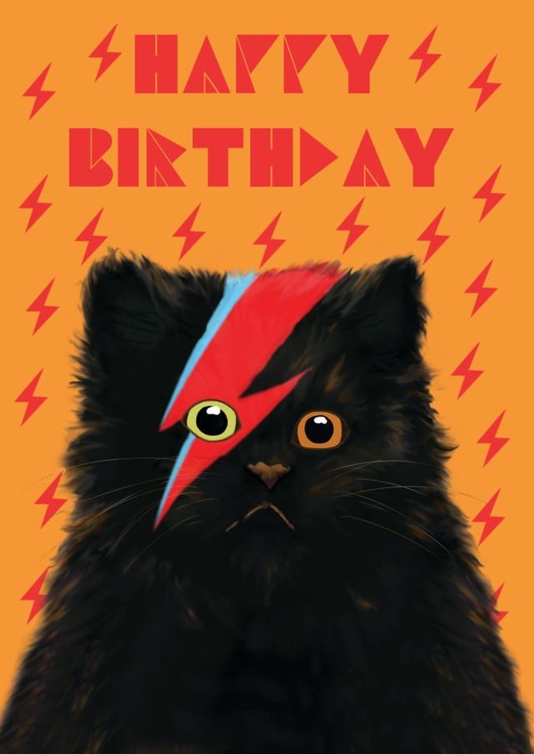David Bowie Birthday Cat Card created by @ChildstarSamantha