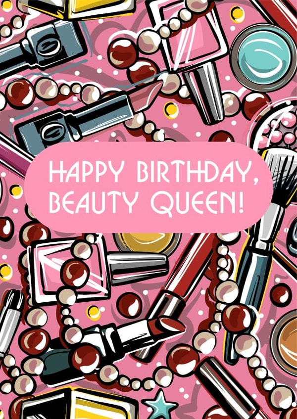 Fun Birthday Card - Beauty Queen - Make-up created by Anna Manka
