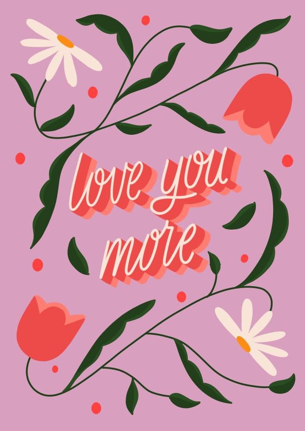 Floral hand lettered valentine's card created by Letters by Amy