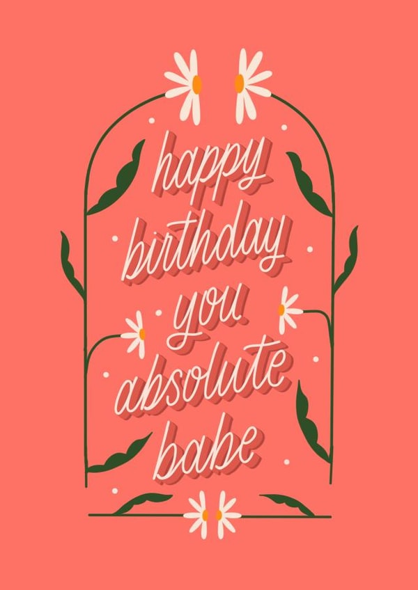 Floral hand lettered birthday card created by Letters by Amy