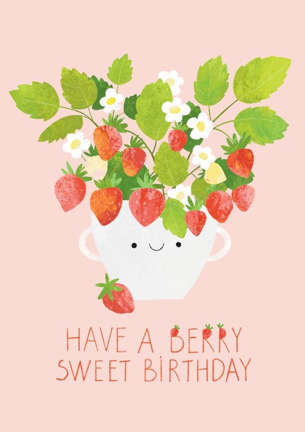 Birthday card with strawberries created by Nastya Rizaeva