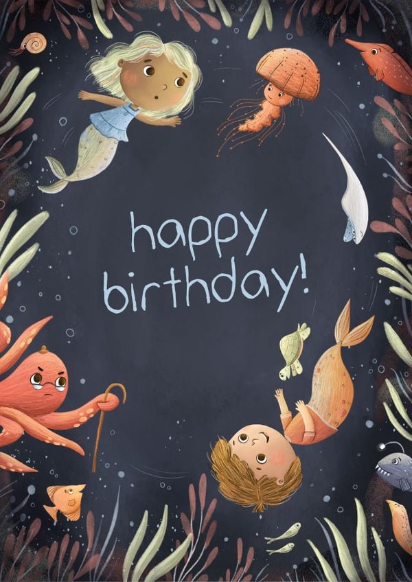 Undersea Mermaid Birthday Card for Kids created by Megan Higgins