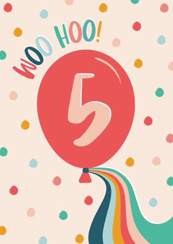 Woo Hoo! Colourful Balloon 5th birthday Card created by The Pattern Press
