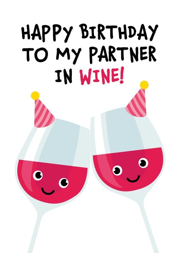 Partner in Wine Birthday card created by Kiddy Winks Prints