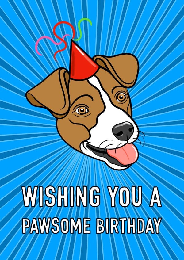 Pawsome dog birthday greeting card created by Adam Regester