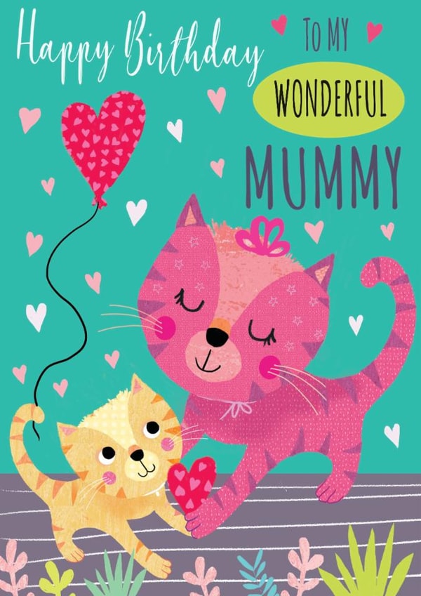 cute cats birthday card for your wonderful mummy created by Tracy Cottingham