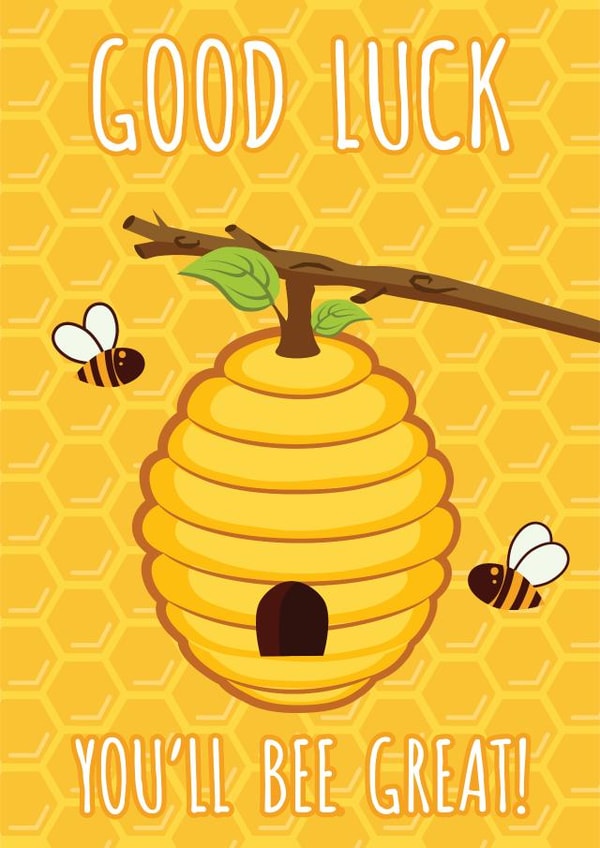 Punny Bee good luck card created by Lucie Chapman