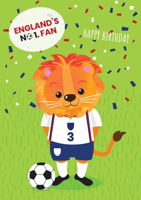 England Football Number 1 Fan Cute Lion created by JoLoGraphics