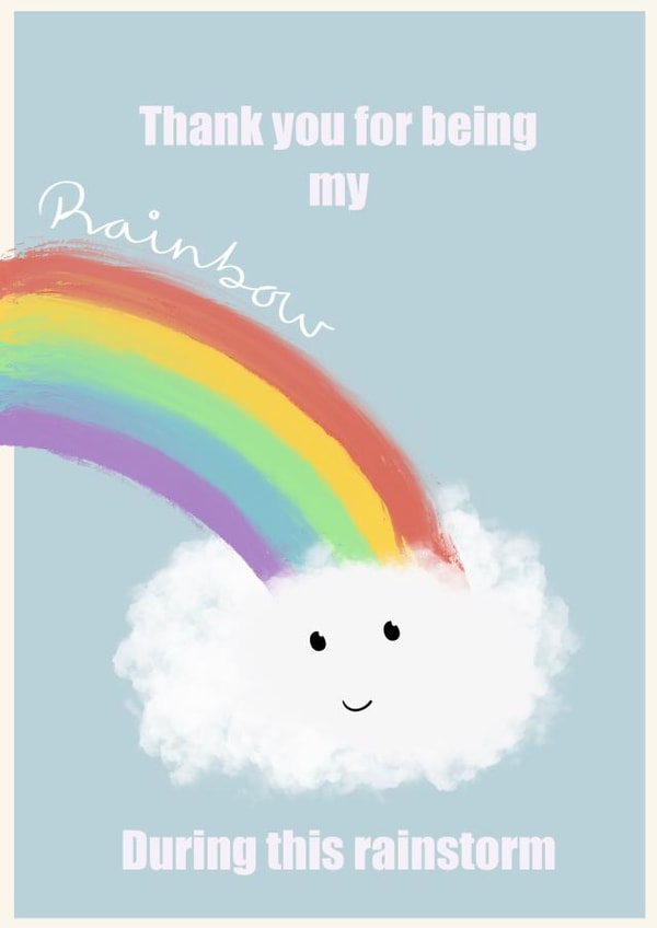Rainbow thank you card  created by Acorn Illustrations 