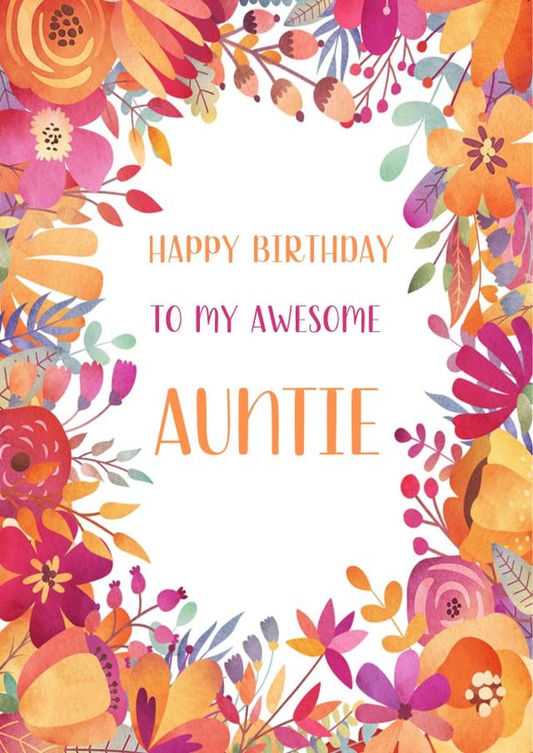 Pretty Birthday Card - For Auntie - Flowers created by Sarah Wainwright Design