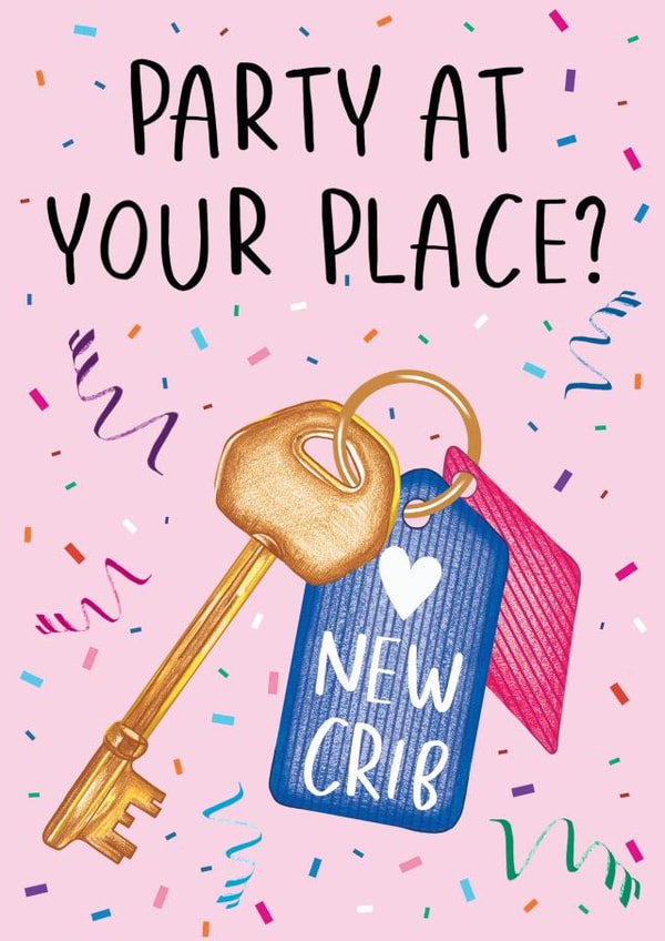 Funny Housewarming Party New Home Card - Keys - Party At Your Place? created by Amy Florence Design