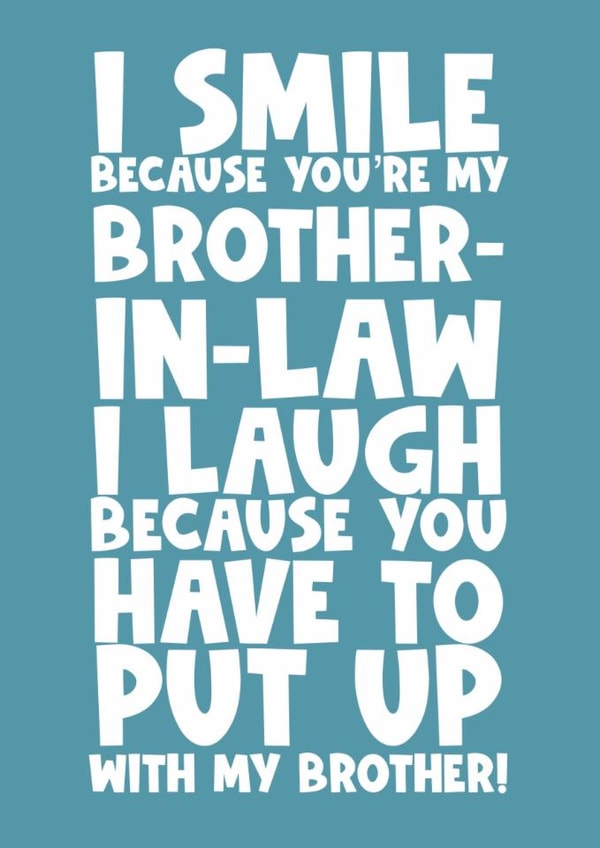 Funny happy birthday greeting card brother-in-law smile laugh gay same sex created by Naomi Park