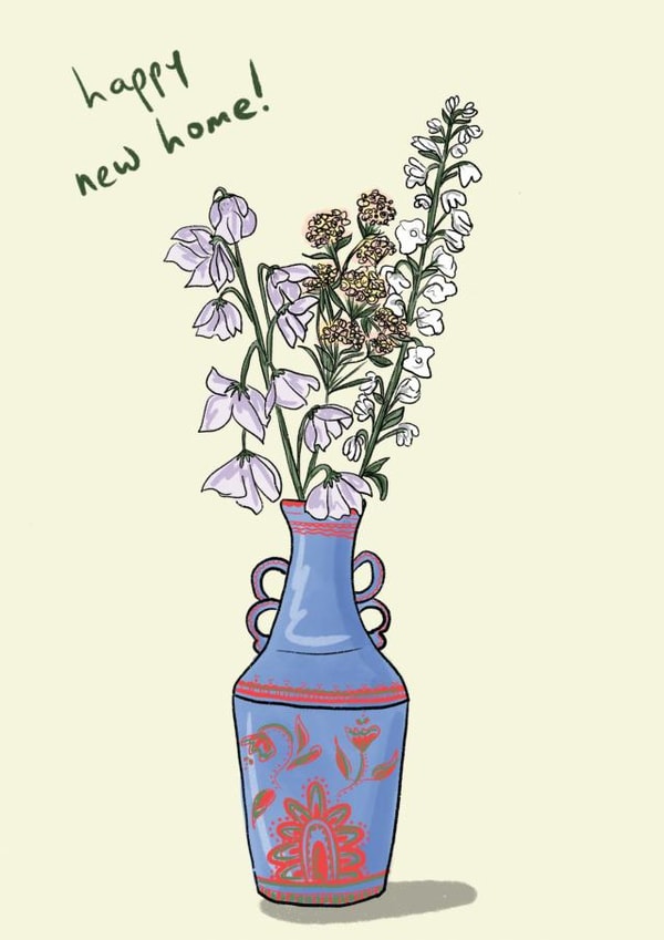 traditional vase of flowers, new home card created by Eat the Moon