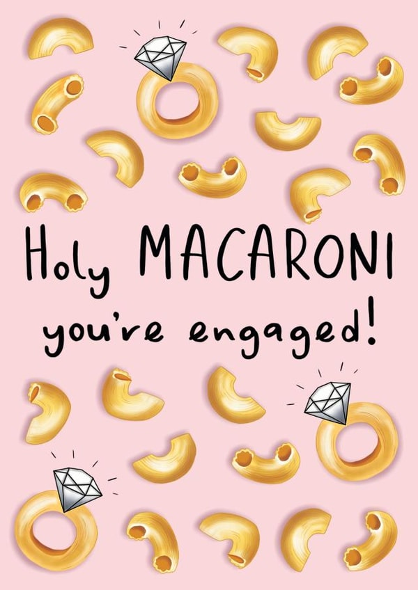 Funny Food Engagement Card - Holy Macaroni You're Engaged created by Amy Florence Design