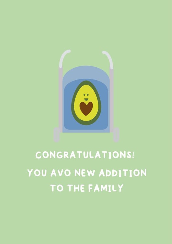 Avo New Addition Baby Card created by Wicked Poodle Prints